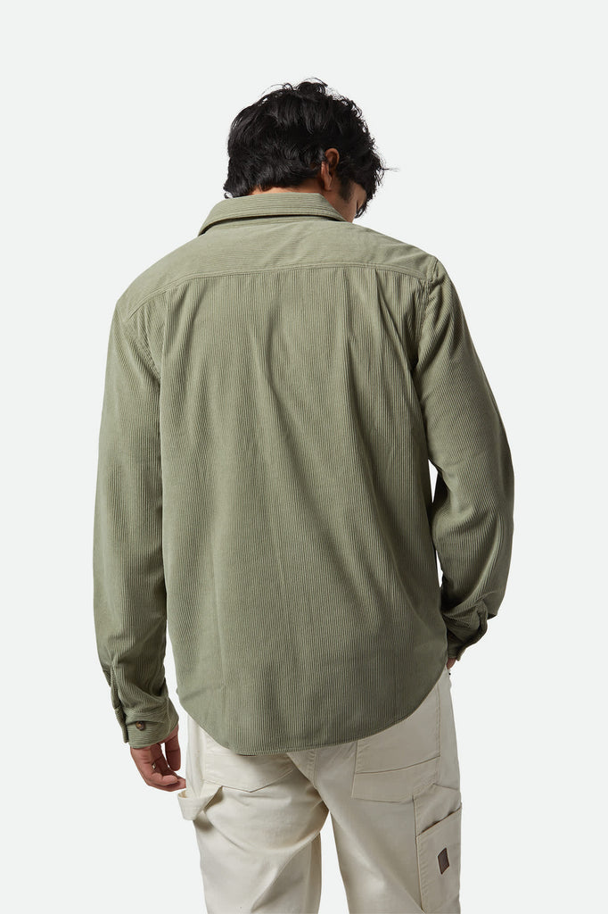 Men's The Field Corduroy L/S Overshirt in the color Military Olive - Men's Back View