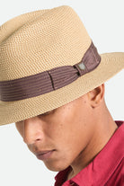 Unisex Roma Straw Packable Fedora in the color Multi Brown/Chocolate - Additional Fit image