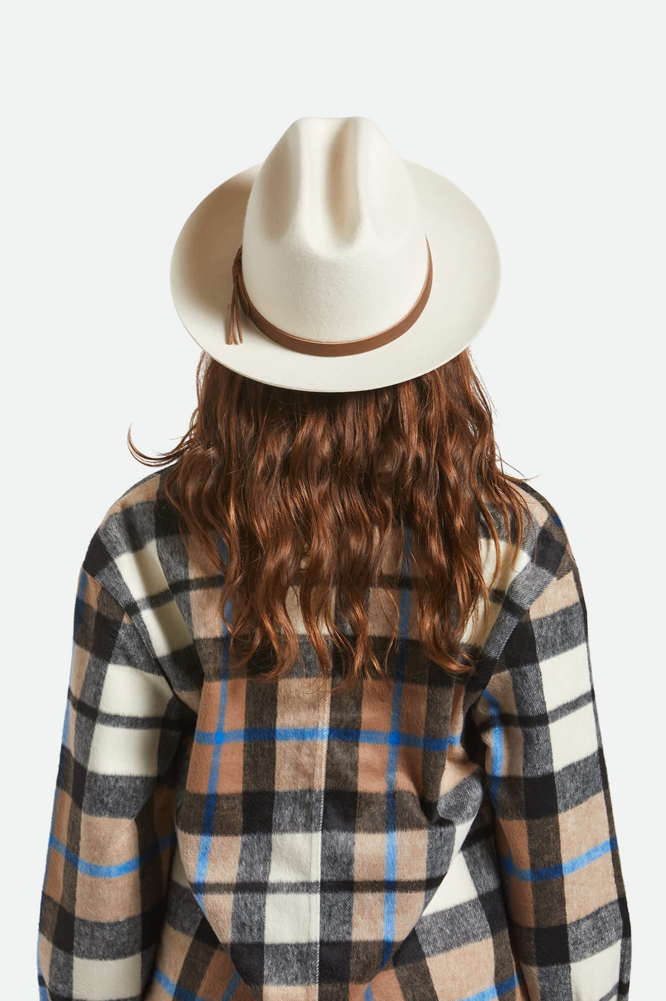 Unisex Hitch Ranch Fedora in the color Off White - Women's Back View