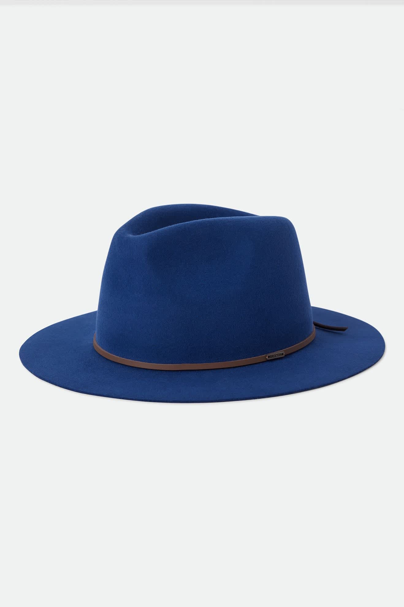 Unisex Wesley Fedora in the color Midnight Blue/Pinecone - Front Product Laydown Image