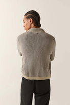 Unisex Pacific Zip Sweater in the color Navy/Whitecap - Men's Back View