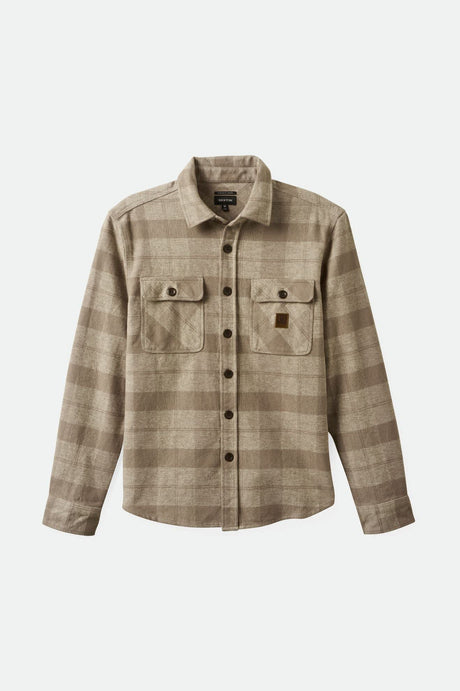 Men's Bowery Heavyweight L/S Flannel in the color Off White/Cinder Grey - Front Product View