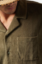 Men's Bunker French Terry Cloth S/S Camp Collar Shirt in the color Ivy Green - Additional Fit image