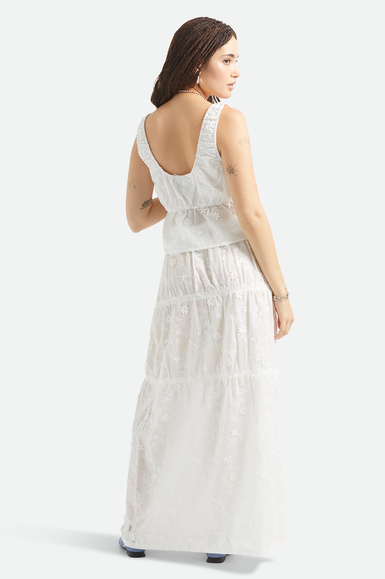 Women's The Abigail Tie Top in the color Off White Floral - Women's Back View