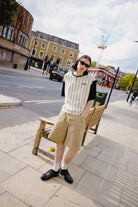 Men's Boxy Baseball T-Shirt in the color Off White Stripe/Washed Navy - Men's Lifestyle 2.0
