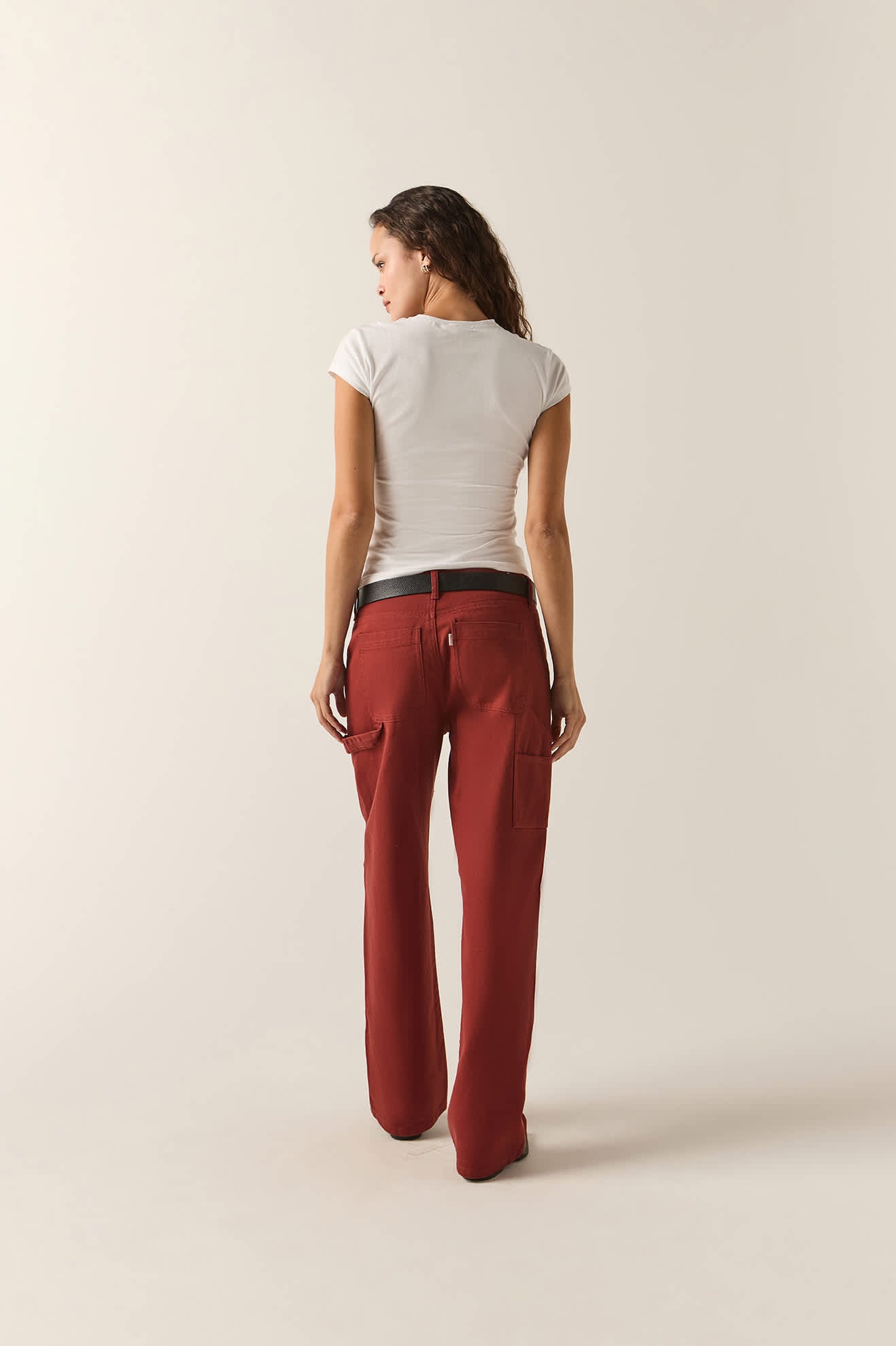 Women's Essex Embroidered Painter Pant in the color Dark Brick - Additional Fit image