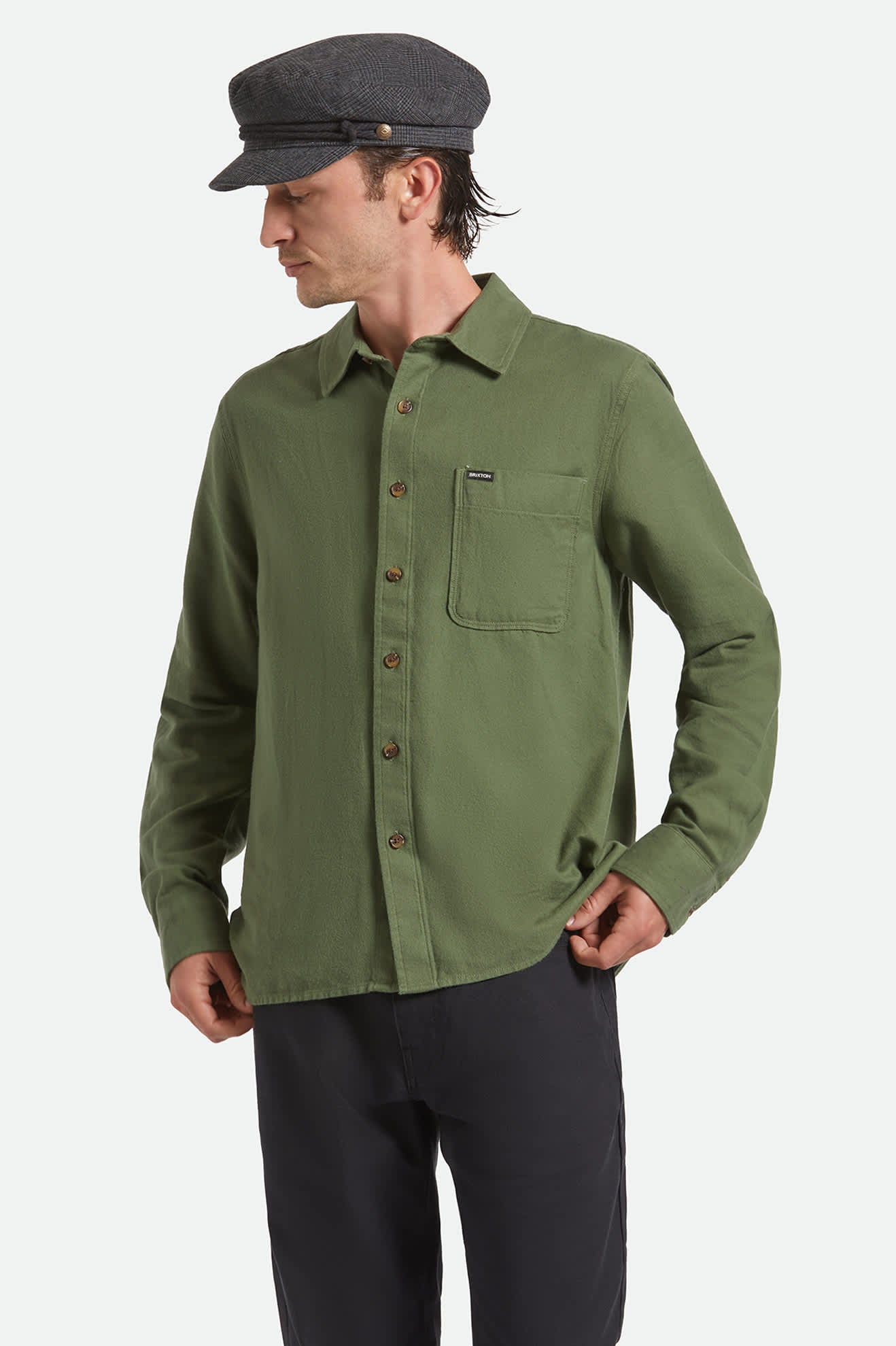 Men's Hasting Lightweight Ultra Soft Flannel in the color Wild Green - Additional Fit image