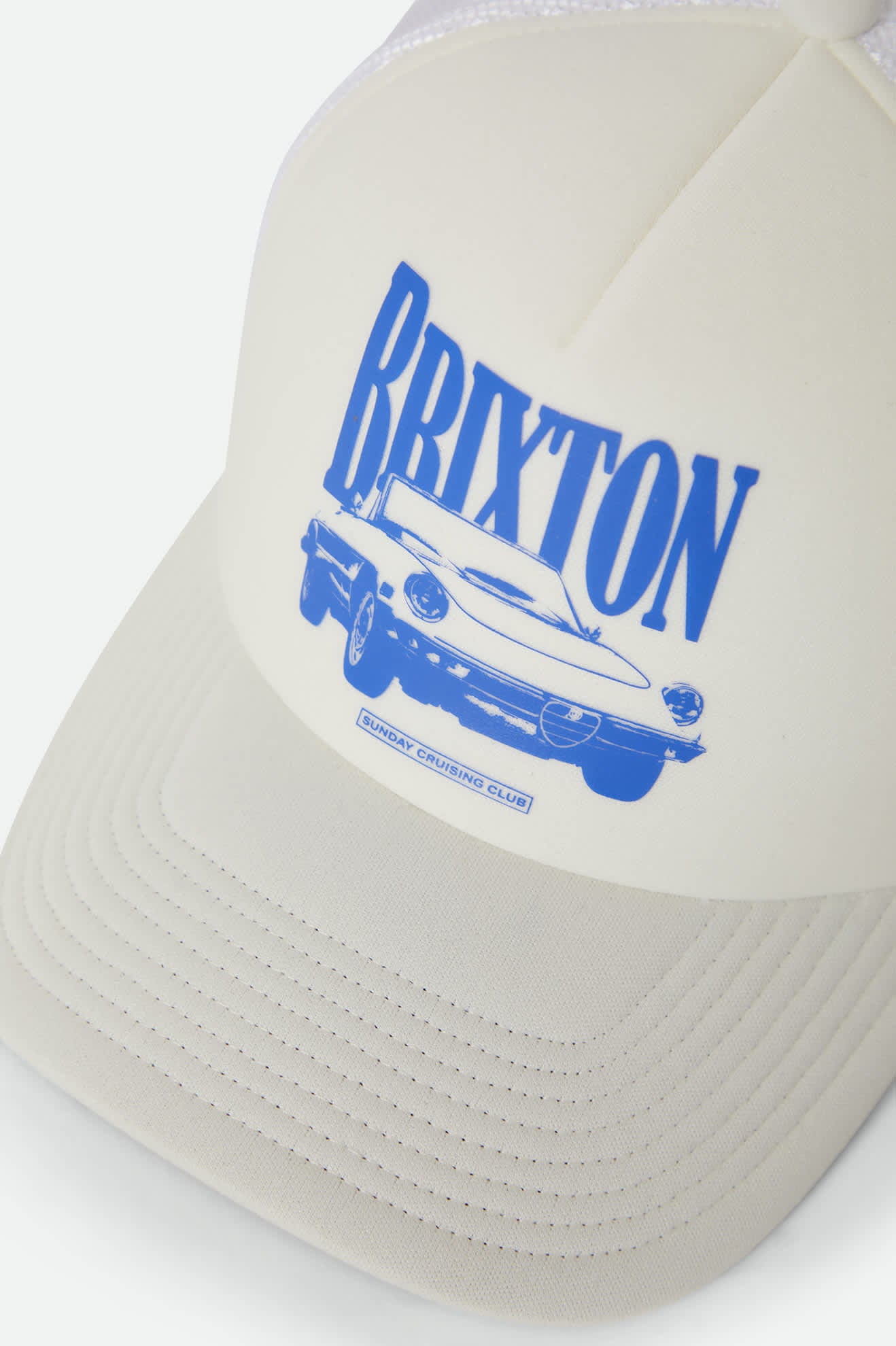 Women's Sunday Cruising Club NetPlus Trucker Hat in the color Off White/Off White - Additional Laydown image