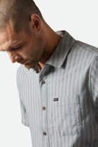Men's CRU Oxford Stripe S/S Shirt in the color Basalt Blue/Whitcap Stripe - Additional Fit View