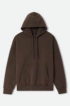 Men's Brixton Baseline Hood Fleece in the color Walnut Brown Vintage Wash - Front Product Laydown Image