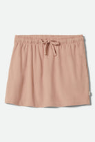 Women's Carefree Organic Garment Dye Lounge Short in the color Silver Pink - Front Product View