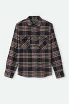 Men's Bowery Flannel in the color Black/Red Earth - Front Product Laydown Image