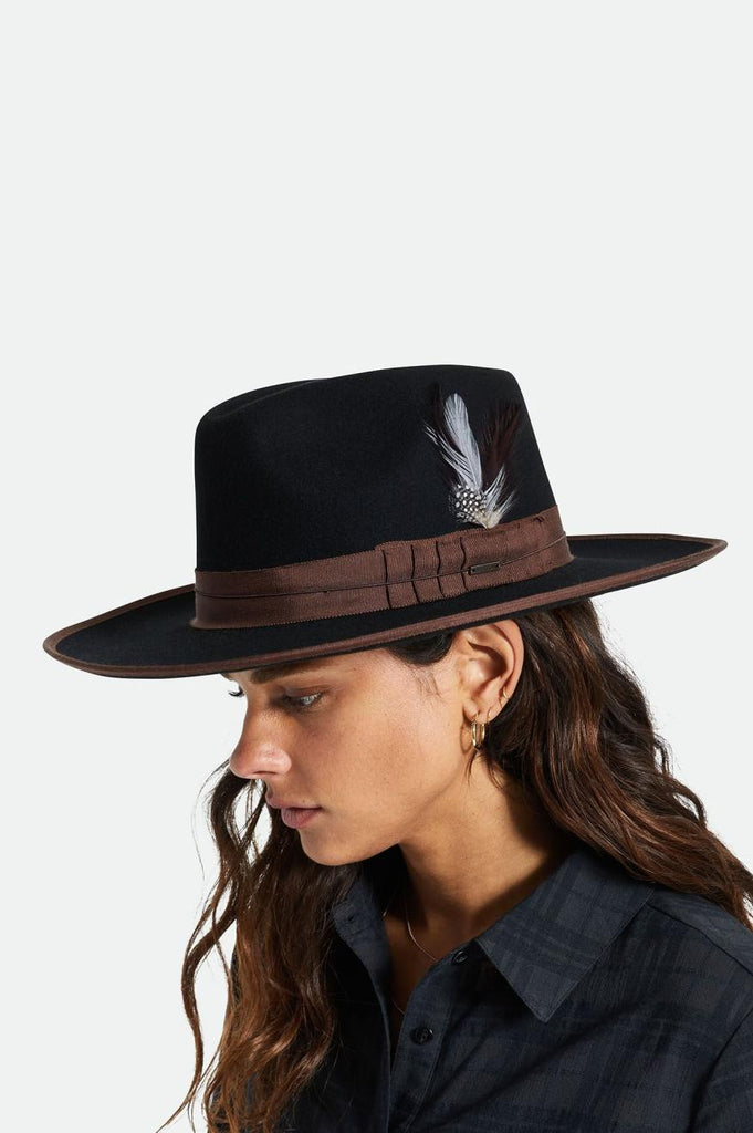 Brixton Unisex Brixton Hat Feather - Burnt Henna/Black | Front fit