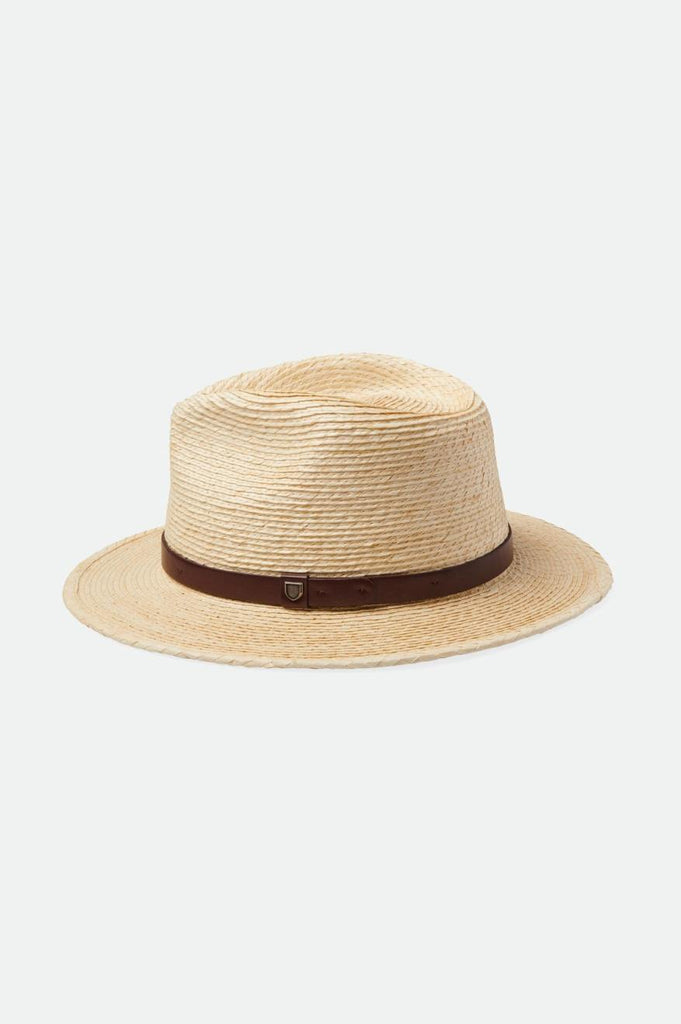 Brixton Messer Straw Fedora - Natural/Brown