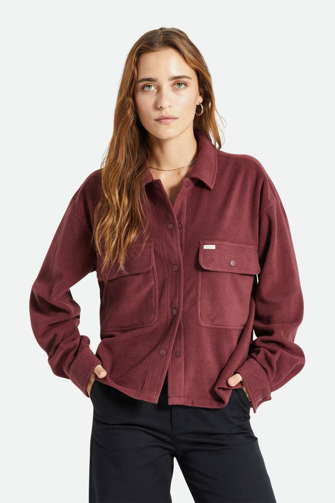 Brixton Bowery Women L/S Arctic Stretch Fleece - Mahogany