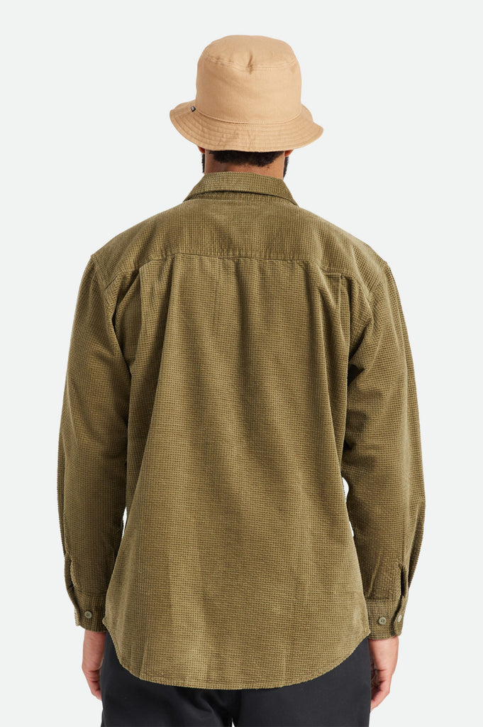 Brixton Porter L/S Waffle Corduroy - Military Olive