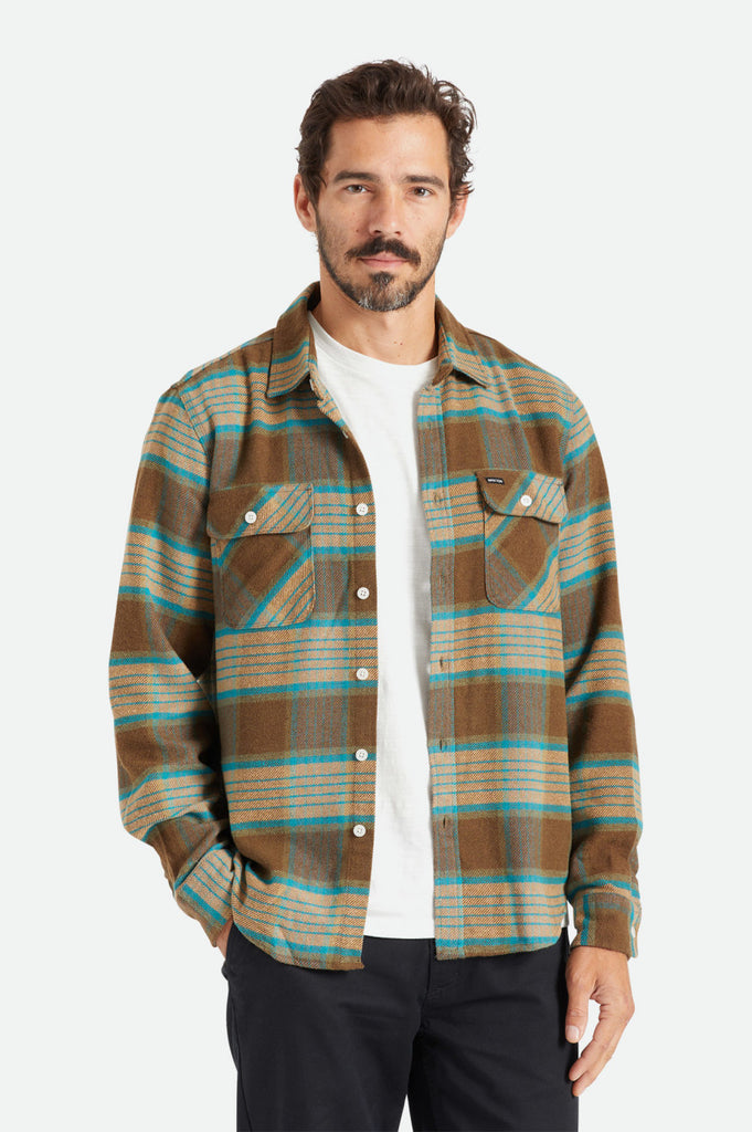 Brixton Bowery L/S Flannel - Mojave/Heather Grey/Desert Palm