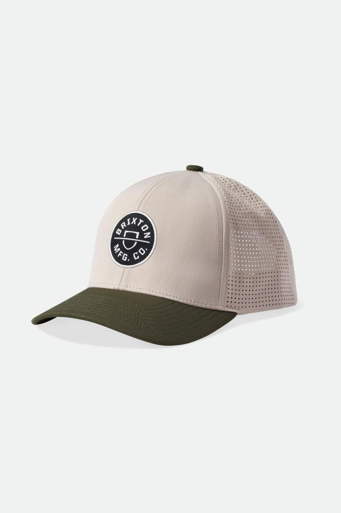 Brixton Crest Netplus MP Snapback - Whitecap/Olive Surplus