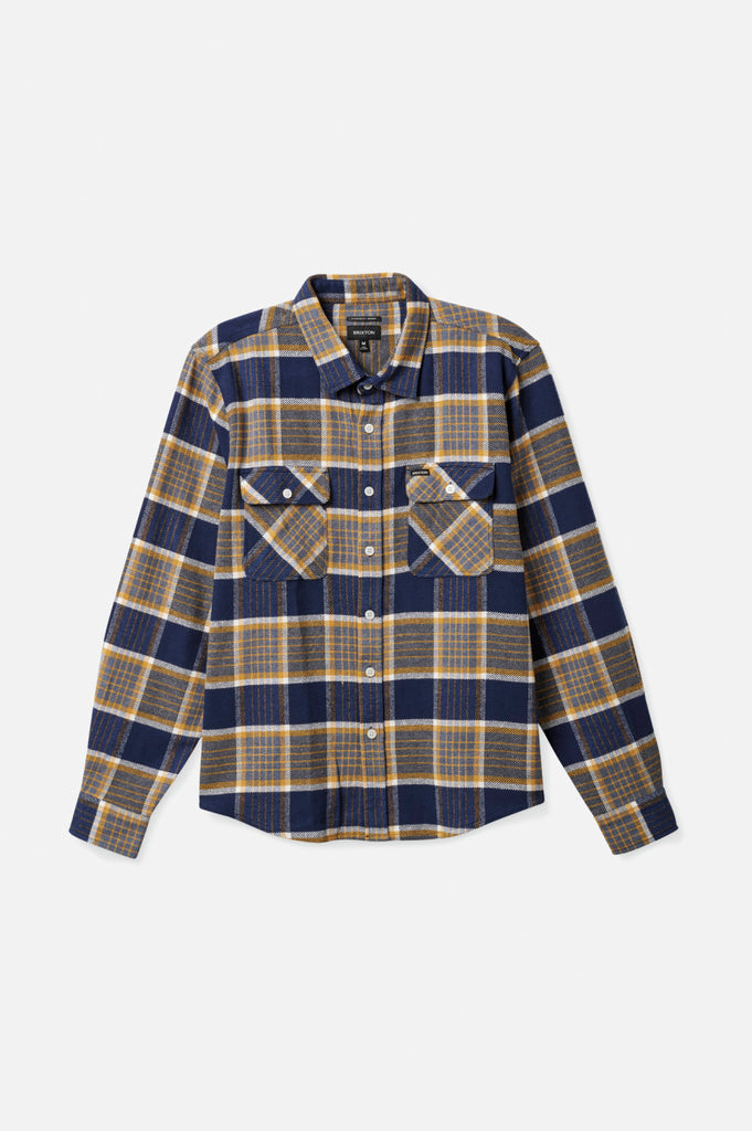 Brixton Bowery L/S Flannel - Moonlit Ocean/Bright Gold/Off White