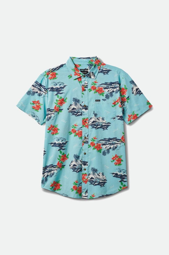 Brixton Charter Print S/S Woven - Canal Blue/Paradise