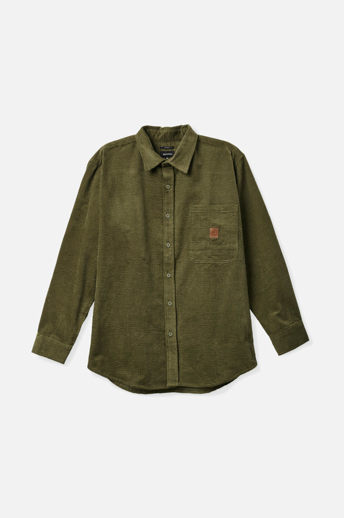 Brixton Porter L/S Waffle Corduroy - Military Olive