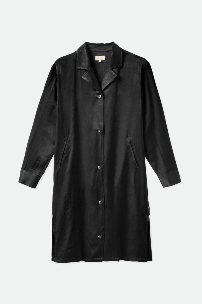 Brixton Satin Blazer Shirtdress - Black