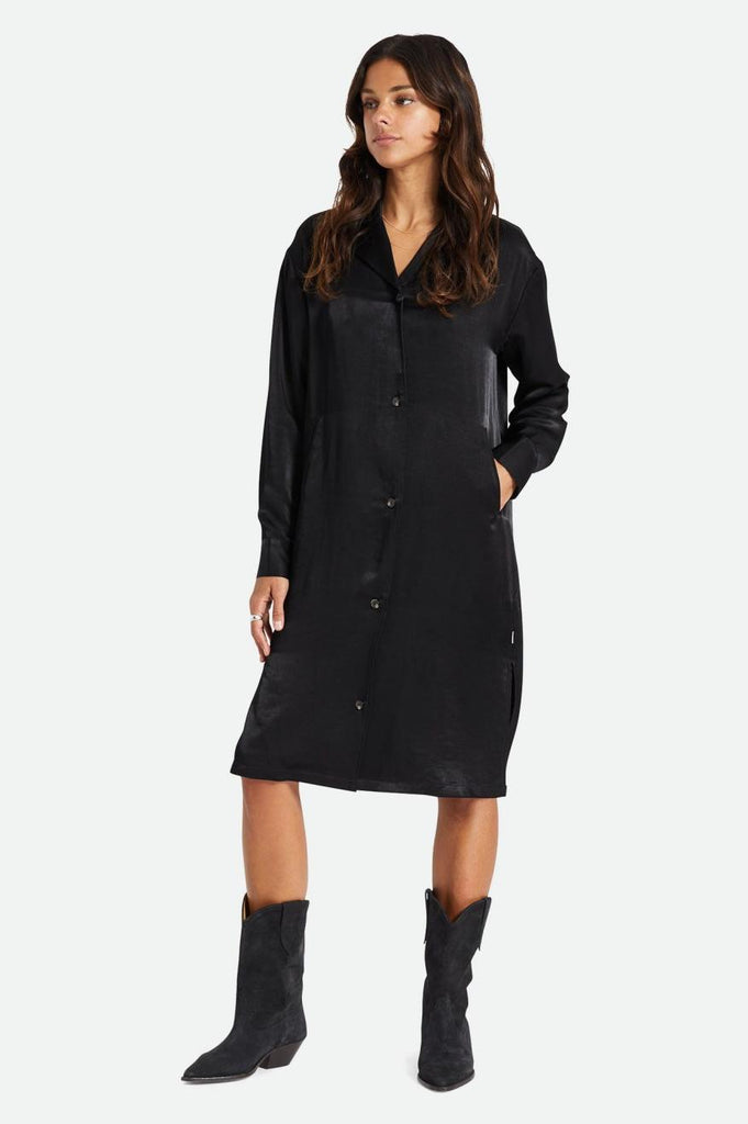 Brixton Satin Blazer Shirtdress - Black