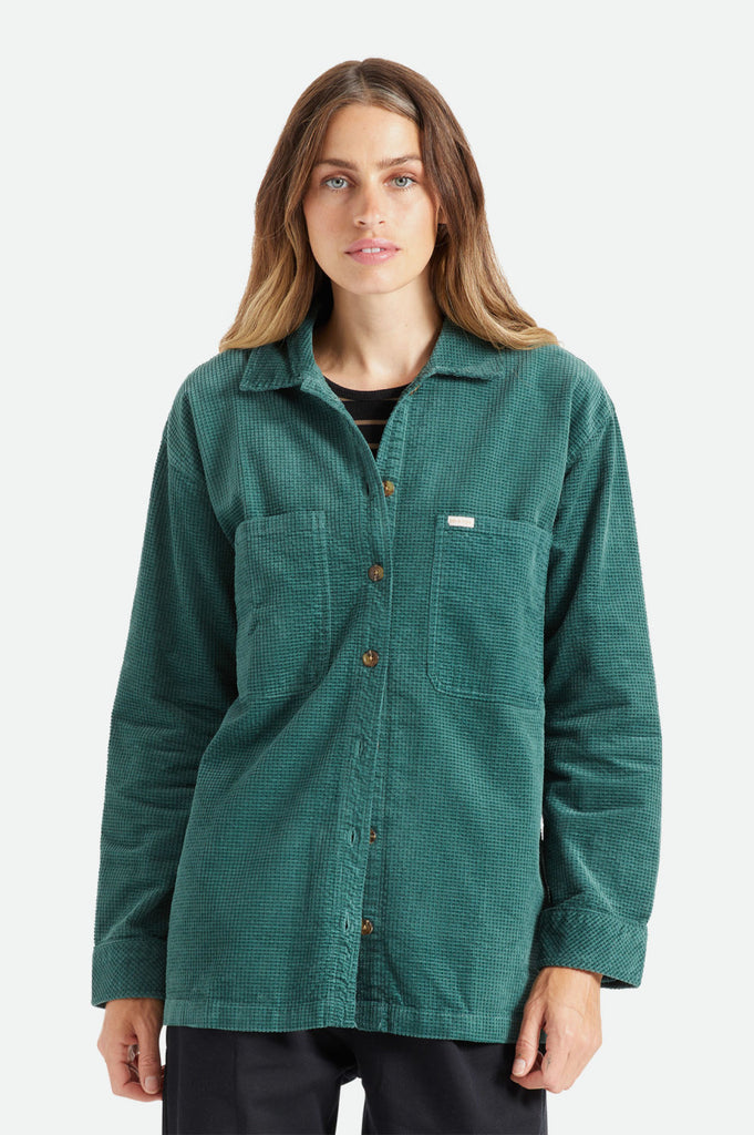 Brixton Dundee Corduroy Overshirt - Emerald