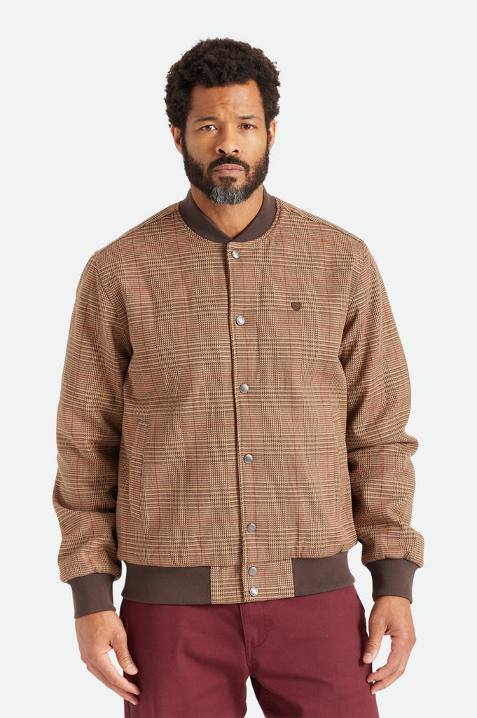 Brixton Dillinger Bomber Jacket - Brown Houndstooth