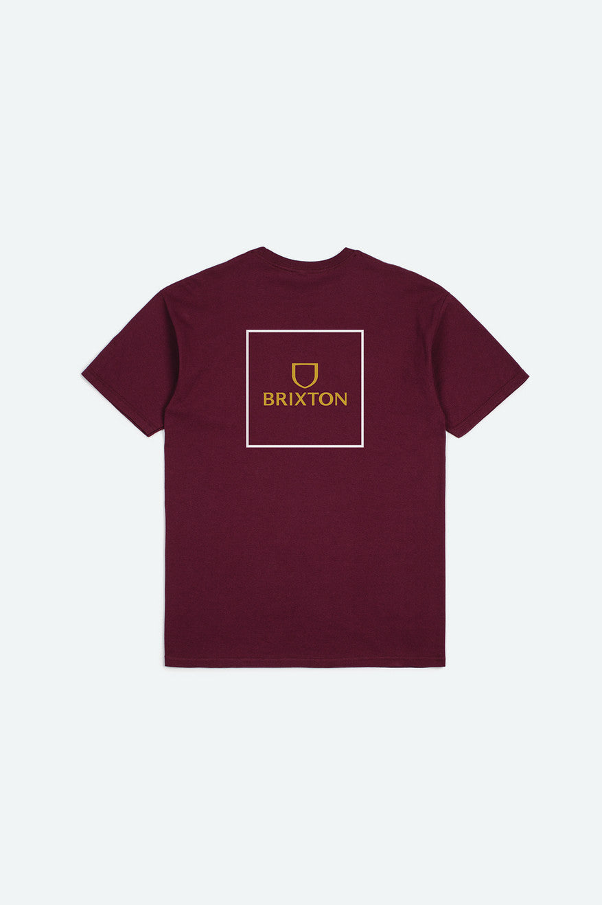 Men's Alpha Square S/S Standard Tee - Burgundy/White - Back Side