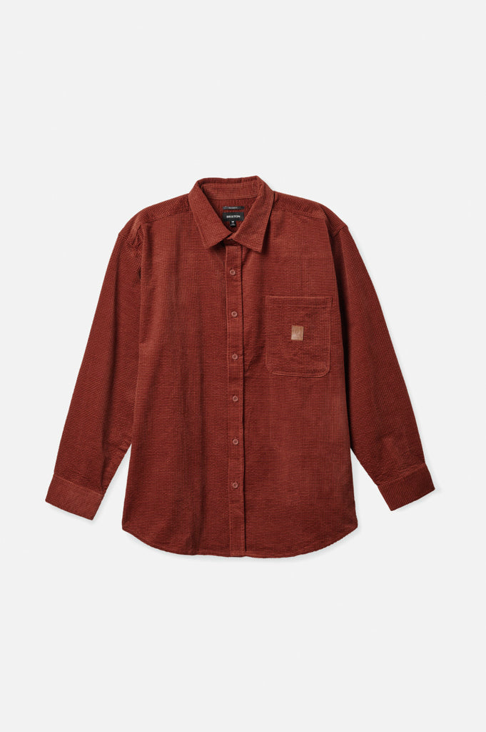 Brixton Porter L/S Waffle Corduroy - Burnt Henna