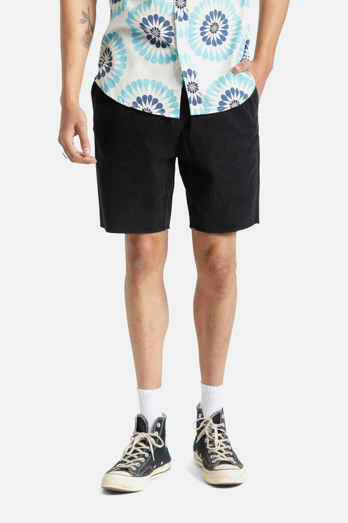 Men's Fit, Front View | Madrid II Corduroy Short 8" - Black Cord