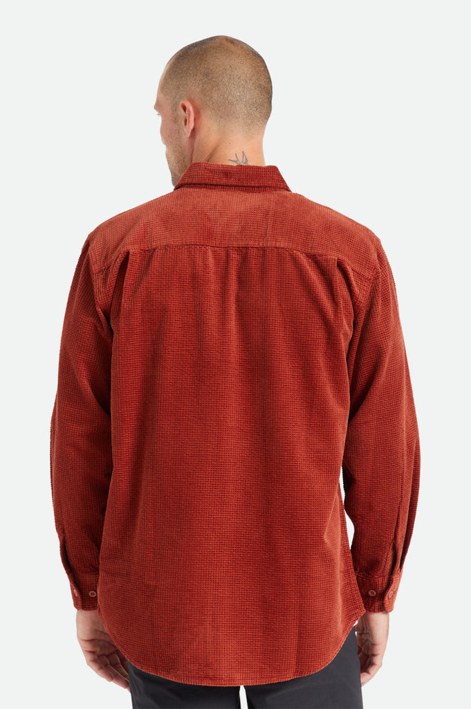 Brixton Porter L/S Waffle Corduroy - Burnt Henna