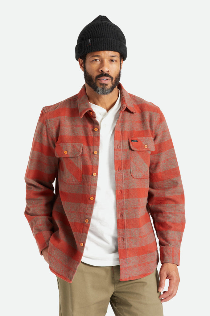 Brixton Bowery Heavy Weight L/S Flannel - Burnt Henna/Dark Forest