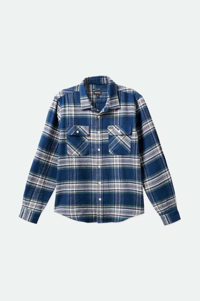 Brixton Bowery L/S Flannel - Moonlit Ocean/Grey