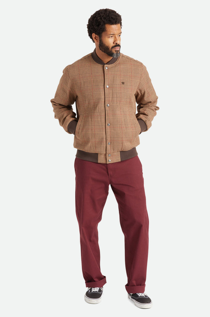 Brixton Dillinger Bomber Jacket - Brown Houndstooth