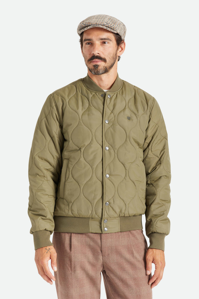 Brixton Dillinger Quilted Bomber Jacket - Military Olive