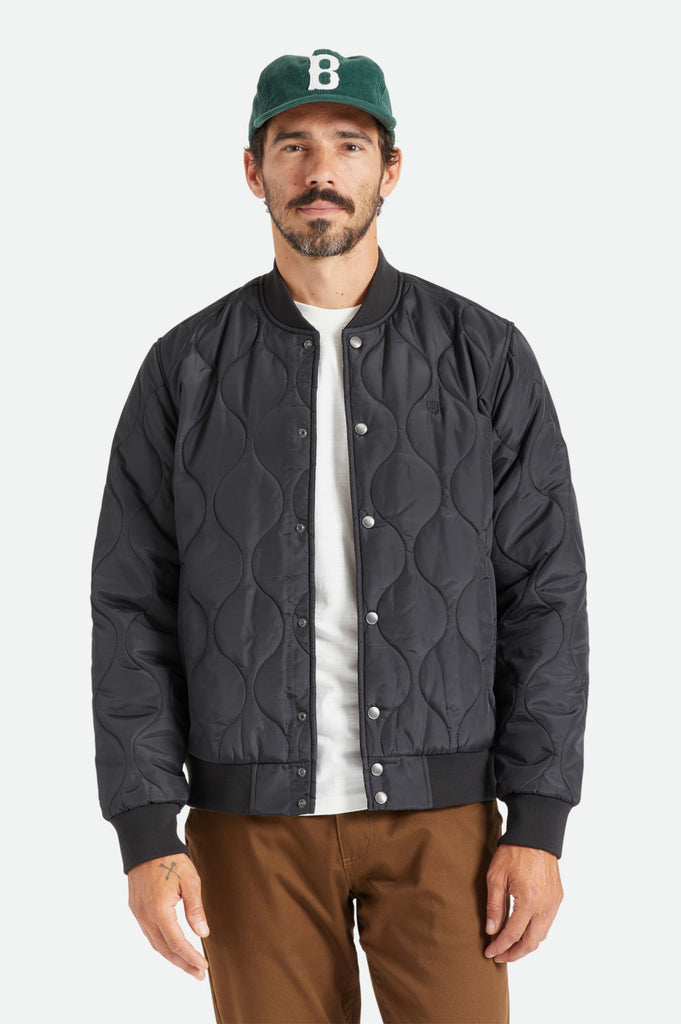 Men's Fit, Front View | Dillinger Quilted Bomber Jacket - Black