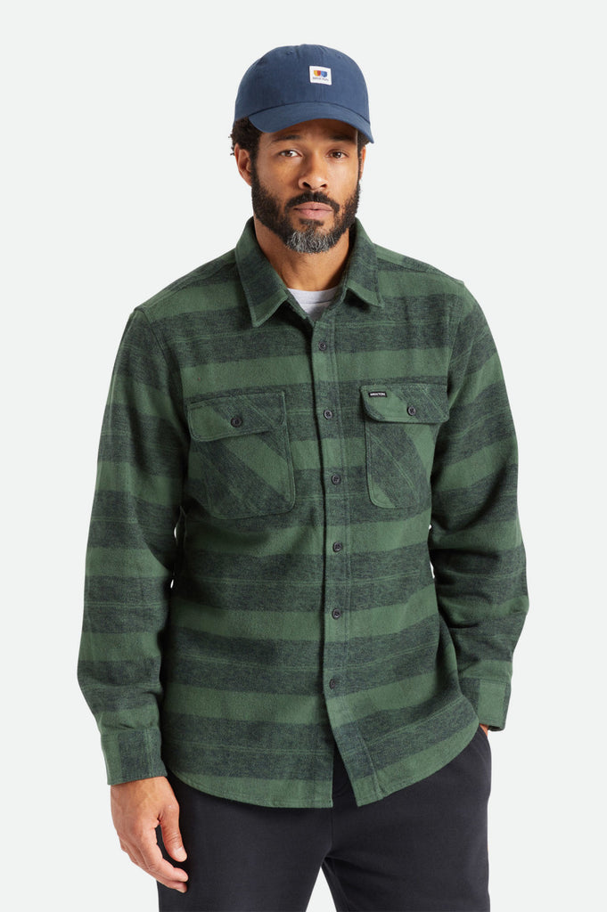 Brixton Bowery Heavy Weight L/S Flannel - Forest Green