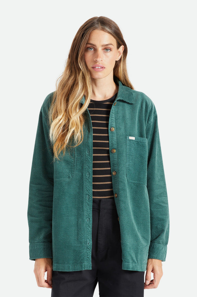 Brixton Dundee Corduroy Overshirt - Emerald