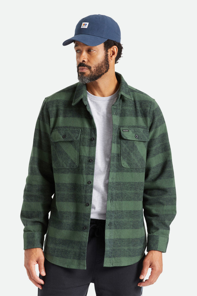 Brixton Bowery Heavy Weight L/S Flannel - Forest Green