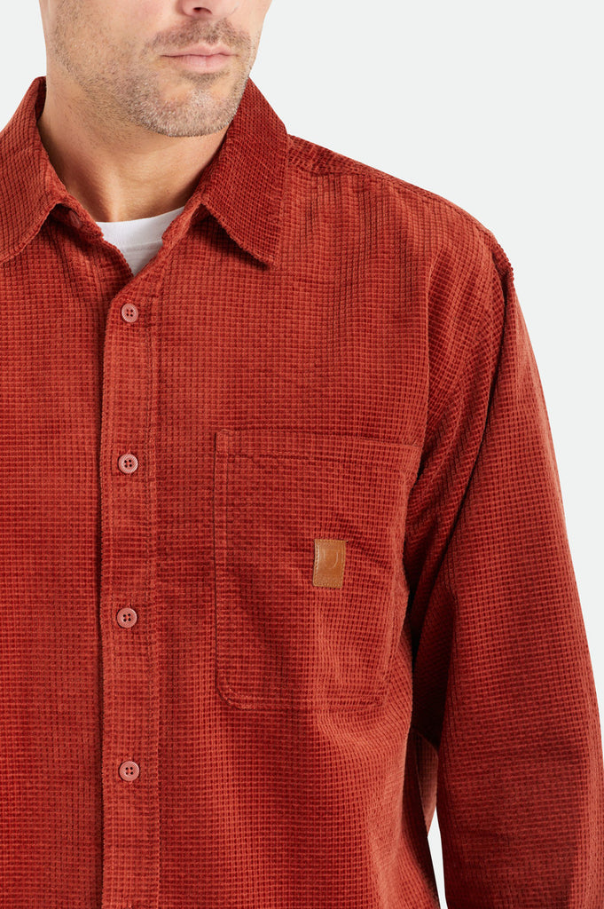 Brixton Porter L/S Waffle Corduroy - Burnt Henna