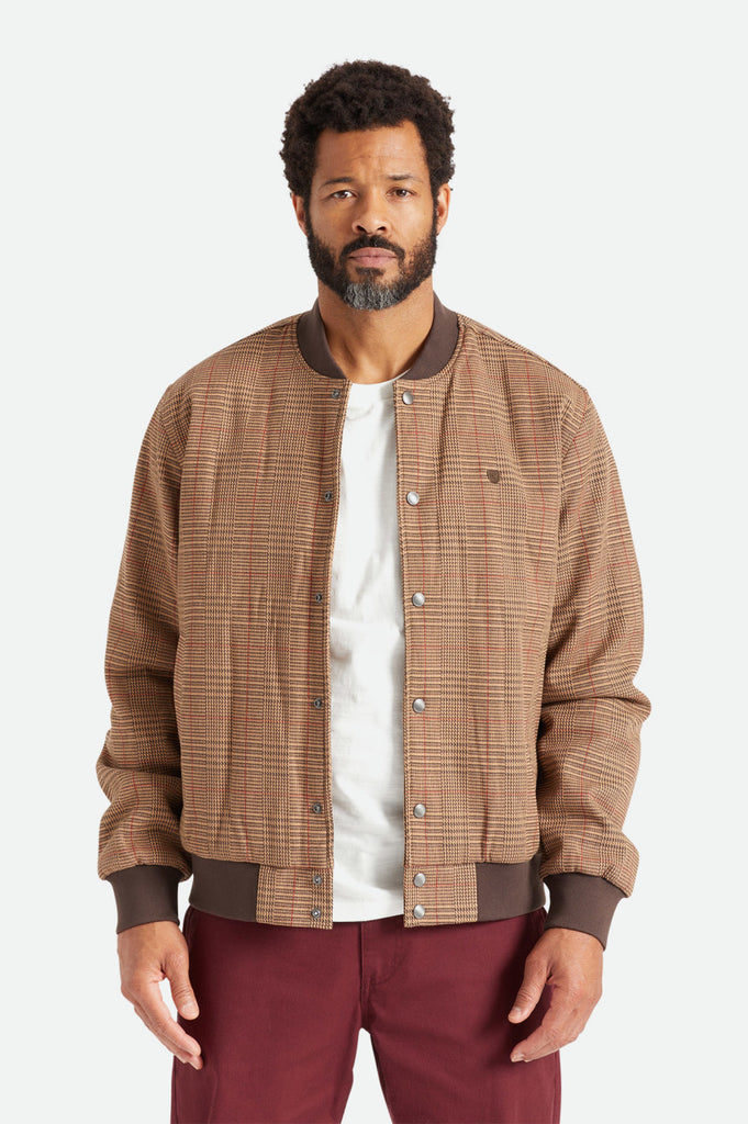 Brixton Dillinger Bomber Jacket - Brown Houndstooth