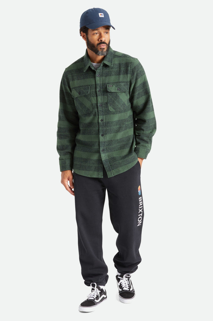 Brixton Bowery Heavy Weight L/S Flannel - Forest Green