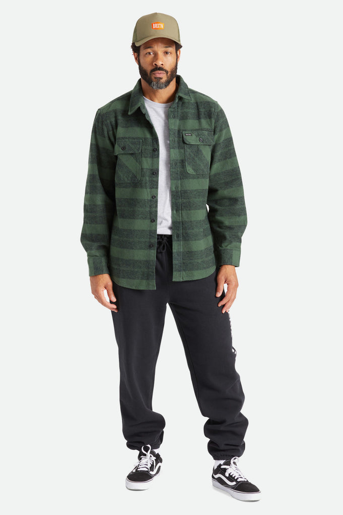 Brixton Bowery Heavy Weight L/S Flannel - Forest Green