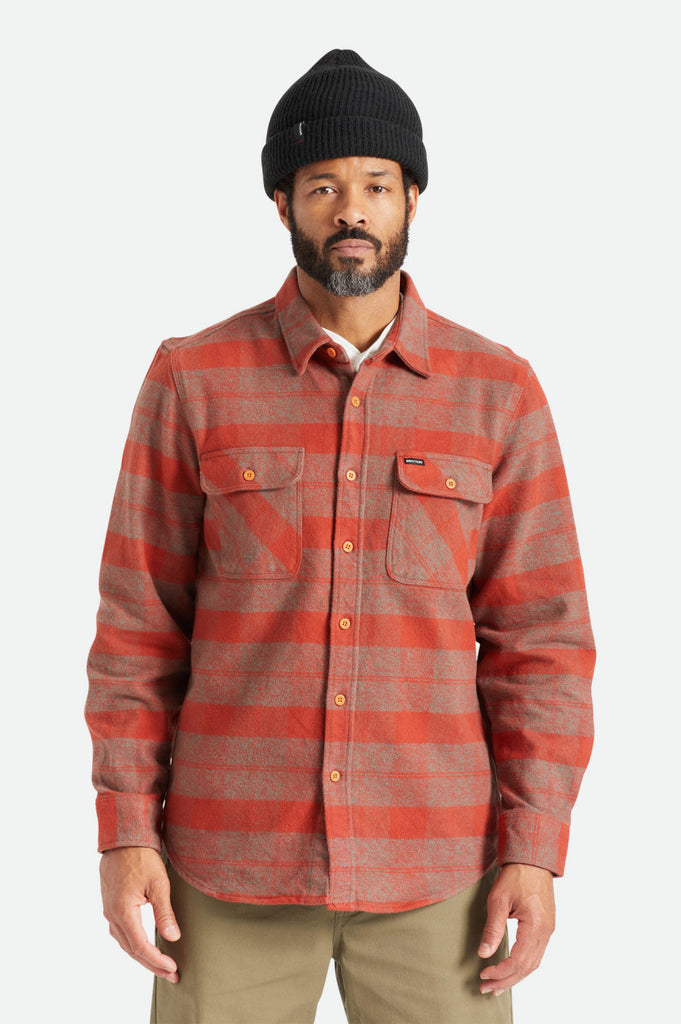 Brixton Bowery Heavy Weight L/S Flannel - Burnt Henna/Dark Forest