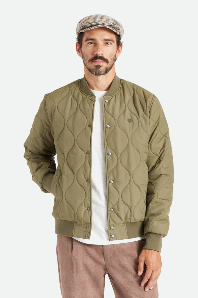 Brixton Dillinger Quilted Bomber Jacket - Military Olive