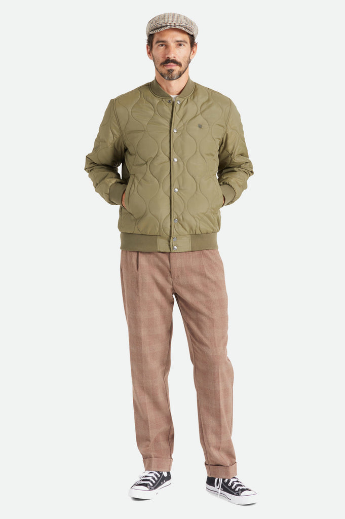 Brixton Dillinger Quilted Bomber Jacket - Military Olive