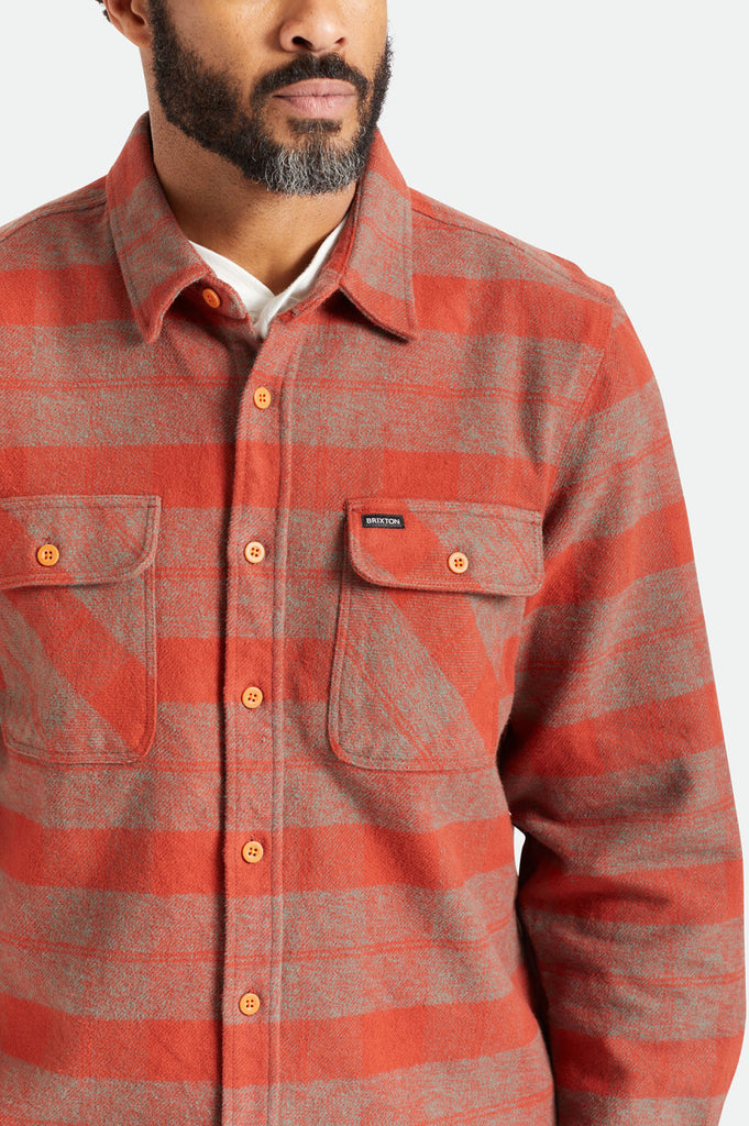 Brixton Bowery Heavy Weight L/S Flannel - Burnt Henna/Dark Forest