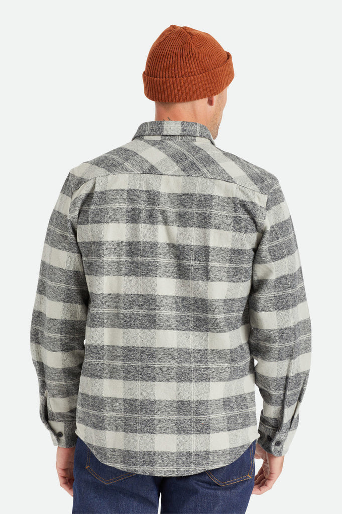 Men's Back Fit Image | Bowery Heavyweight L/S Flannel - Black/Charcoal